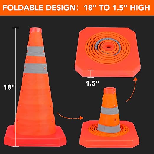 18 Inch Collapsible Traffic Safety Cones - Image 4