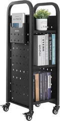 VEVOR Rolling Library Book Cart, 220 lbs Capacity, 12.6 x 13.8 x 36.8-Inch by VEVOR