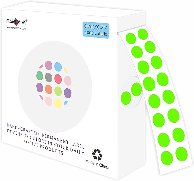 PARLAIM 0.25 Inch Color-Code Dot Stickers, 1000 Stickers Roll Coding Label by PARLAIM