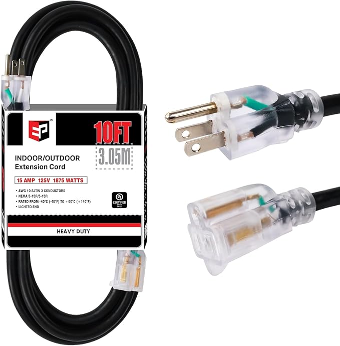 EP 10 Ft Lighted Outdoor Extension Cord by ENERGYPRO