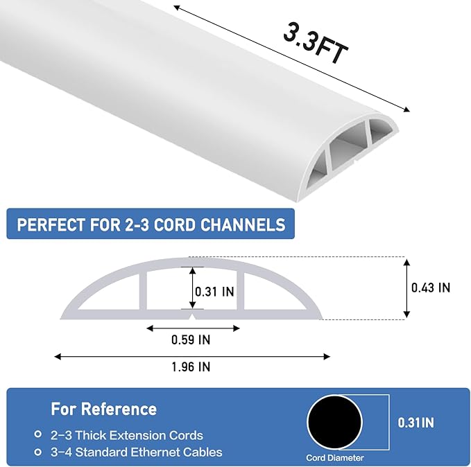 Floor Cord Cover Self Adhesive Cord Hider Floor Extension Cord Covers - Image 2