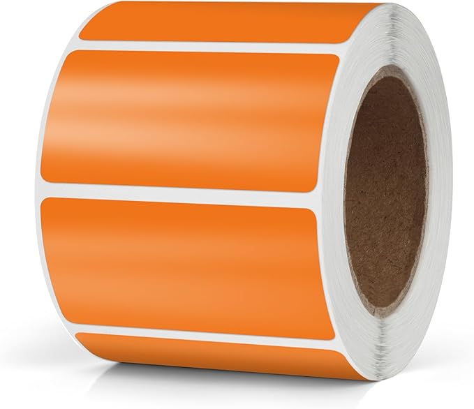 Orange Rectangle Stickers 2 x 1 Inch Color Coding Labels Vinyl Roll by Meitaat