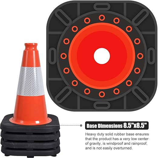 Fluorescent Orange/Green PVC Traffic Cones, Heavy Black Base Parking Lot Cone - Image 3