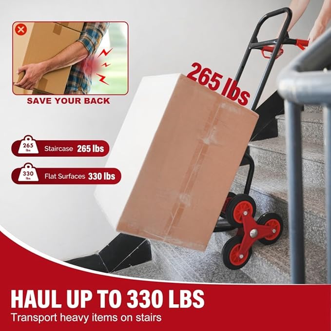 Folding Stair Climbing Dolly, 330 Lb Capacity Manual Truck Heavy-Duty Stair - Image 3
