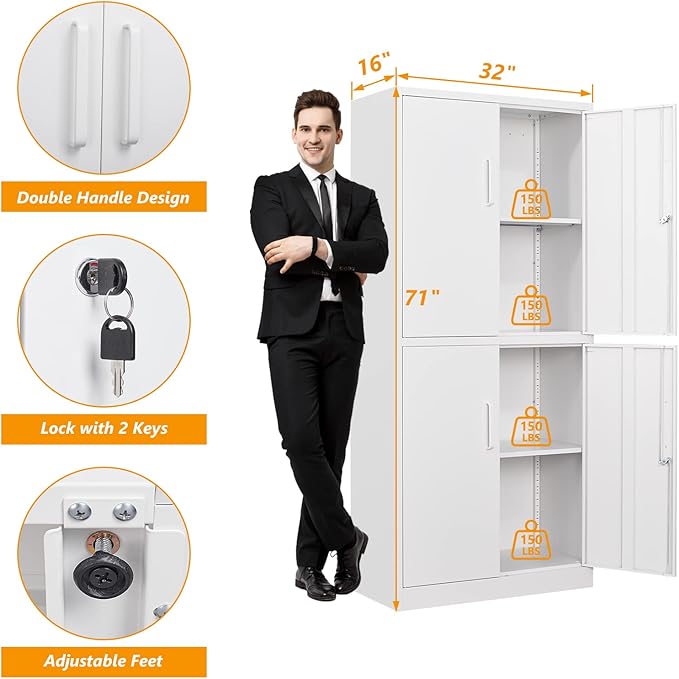 STANI Metal Storage Cabinet, Locking Steel Cabinet - Image 3