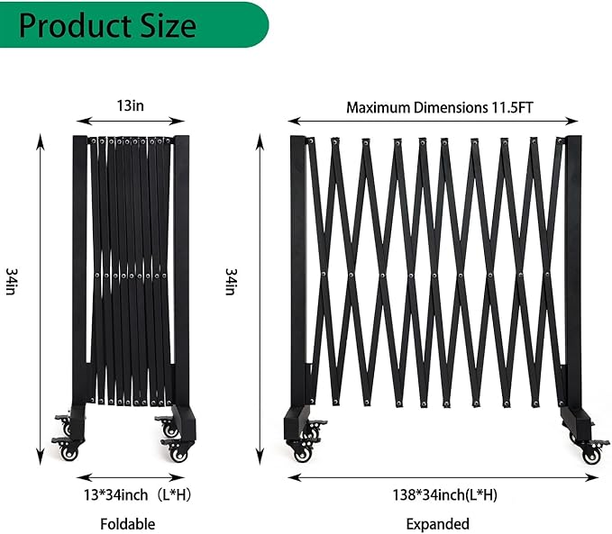 11.5FT Expandable Barricade Gate, Expandable Metal Barricade Gate Alloy Fence - Image 2