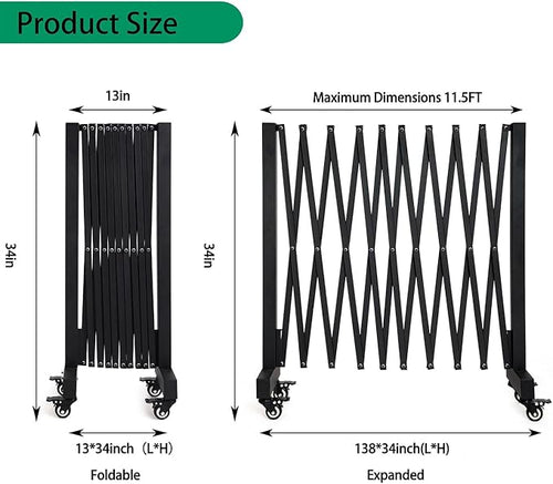 11.5FT Expandable Barricade Gate, Expandable Metal Barricade Gate Alloy Fence - Image 2