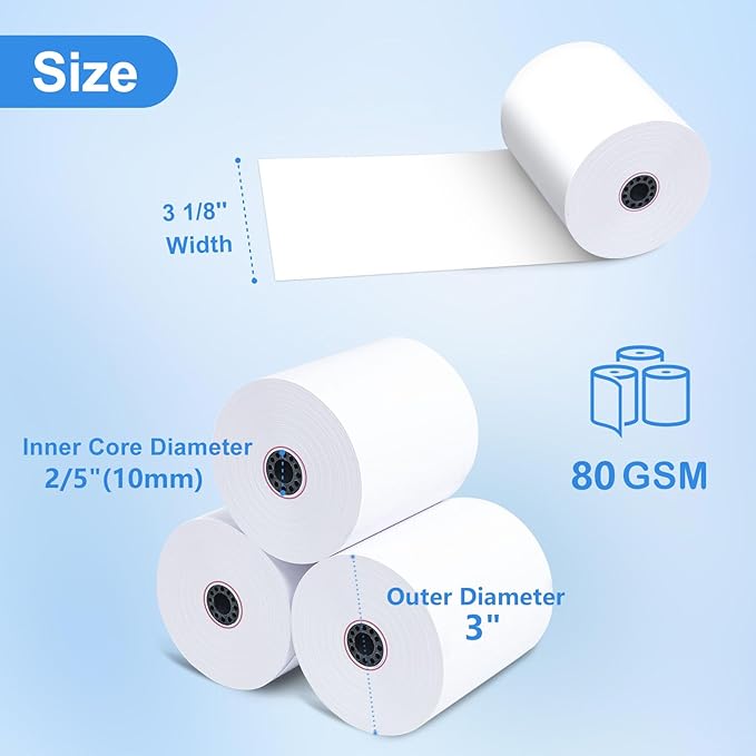 3 1/8 Thermal Paper Receipt Rolls 55 GSM Premium Quality, BPA Free Receipt - Image 2
