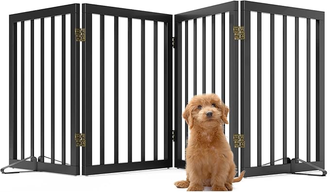 Black 37-74" Dog Gate Foldable Dog Gates - Image 7