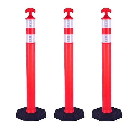 3PACK BESEA Traffic Delineator Cone 42”High Orange Traffic Safety Delineator by BeSea