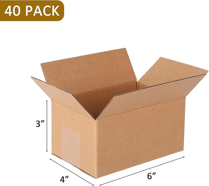 40 Pack 6x4x3 inch Corrugated Boxes Mailer- Corrugated Cardboard Mailer - Image 2