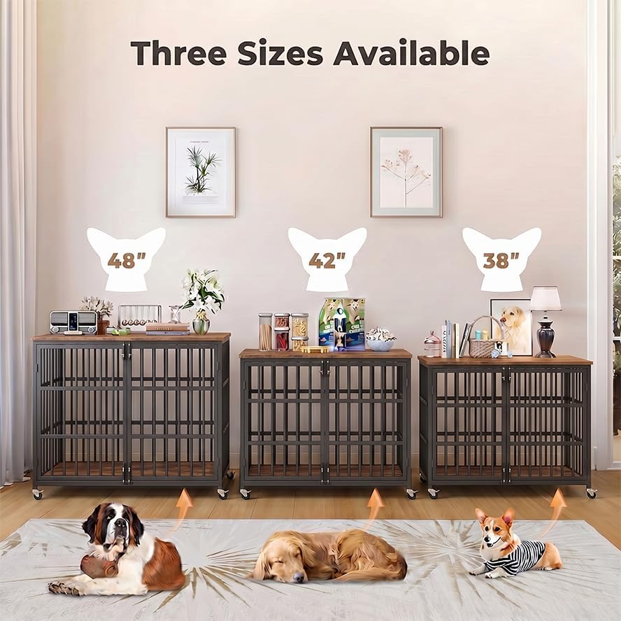 BOLDBONE 38 inch Dog Crate Furniture, Heavy Duty Dog Kennel Indoor for Large Dogs, Escape-Proof and Chew-Proof Wooden Dog Cage for high Anxiety Dog, Decorate House as TV Stand, End Table, Black Brown - Image 7