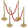 4 PCS Stainless Steel Stanchion Post, 5Ft Red Velvet Rope, Hollow Base and by Yeatruojeet
