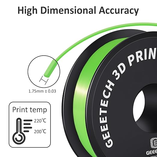 Geeetech Silk PLA Filament 1.75mm 3D Printer Filament Apple Green, Metal-Like - Image 5