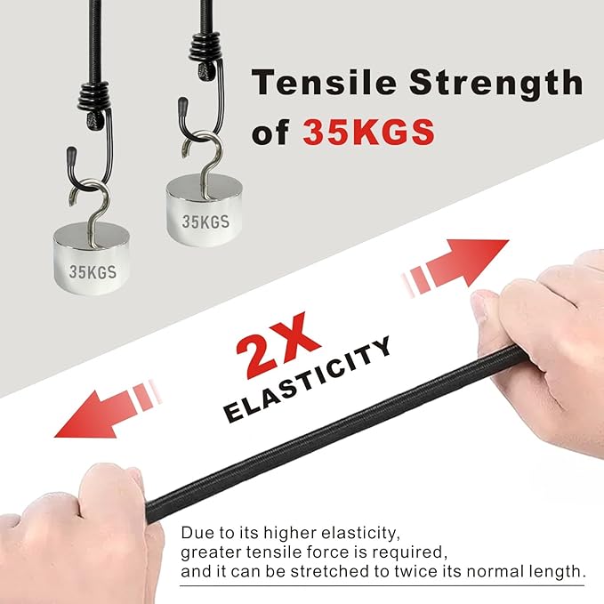 Bungee Cords with Hooks, Heavy Duty Outdoor Elastic Bungee Straps，No Odour - Image 2