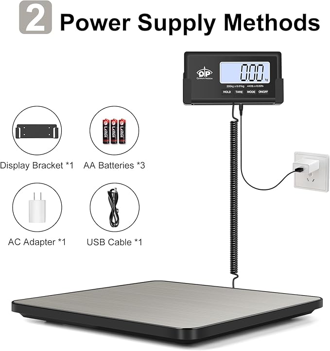 QP Shipping Scale, 440 lb/0.35 oz High Accuracy Digital Postal Scale, Postage - Image 6