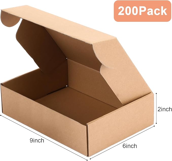 Qilery 200 Pcs Shipping Boxes Cardboard Gift Corrugated Cardboard Brown Boxes - Image 2