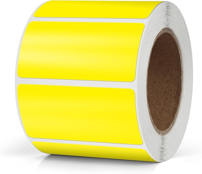 Yellow Rectangle Stickers 2 x 1 Inch Color Coding Labels Vinyl Roll by Meitaat