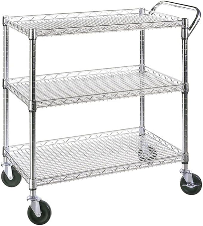 Heavy Duty 3 Tier Rolling Utility Kitchen Cart on Wheels, Large 45"L x 17 1/2"D by Unknown