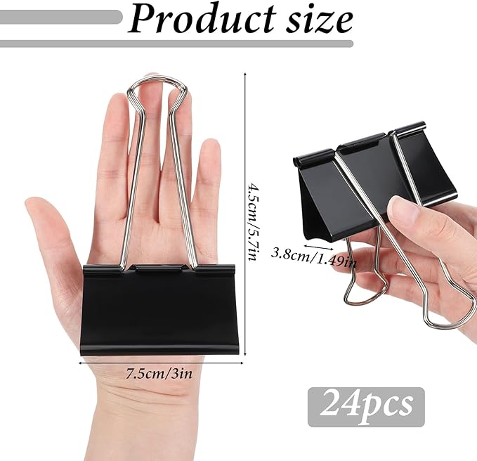 24 Pack Extra Large Binder Clips Jumbo Binder Clips 3 inch, Heavy Duty Paper - Image 3