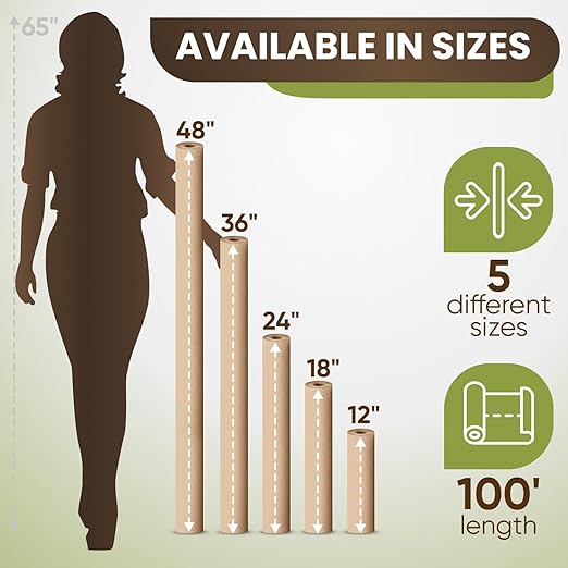 36" x 1200" Natural Kraft Paper Roll – Made in USA, 100% Recyclable Brown - Image 5