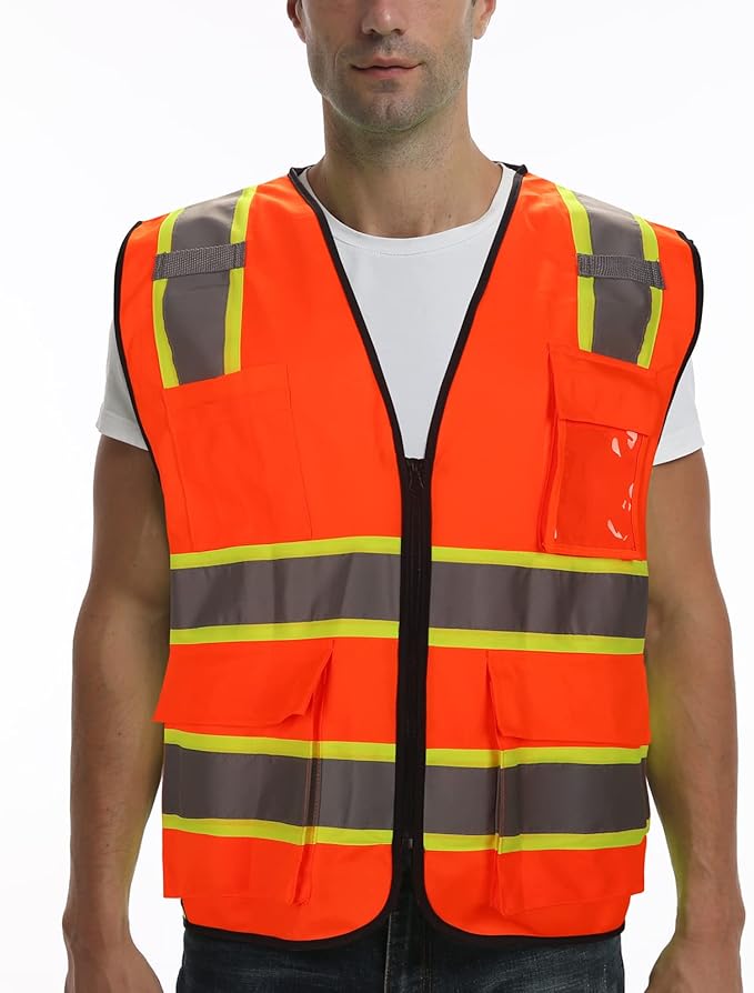 9 Pockets High visibility Class 2 Safety Vest，Hi Vis Vest - Image 6