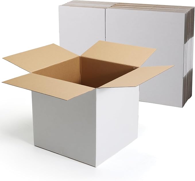 CRUGLA 12x12x12 White Shipping Boxes Set of 10 by CRUGLA