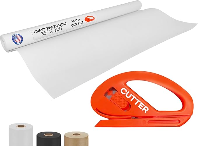 White Kraft Paper Roll 36" x 1200" by IDLPackaging