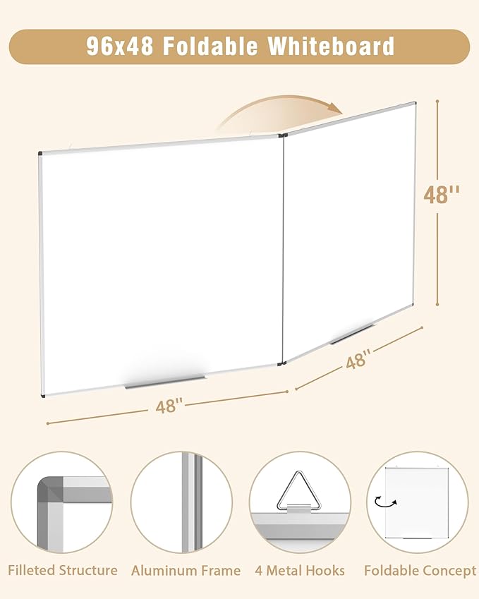 96"X 48" Large Magnetic Dry Erase Whiteboard, Removable Wall Hanging Board - Image 4