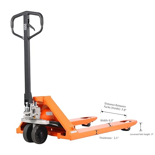 Manual Pallet Jack Hand Pallet Truck 48" Lx21“W 5500lbs Capacity Orange - Image 3