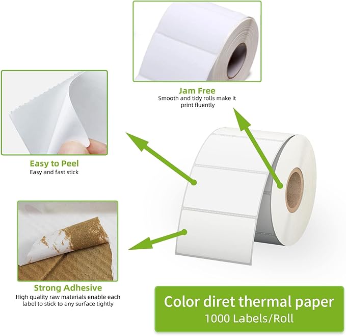 2.25" x 1.25" White Direct Thermal Labels, Replacement - Image 3