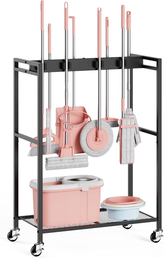 Broom and Mop Holder, Broom Storage Hanger, Cleaning Cart by MUNNAR