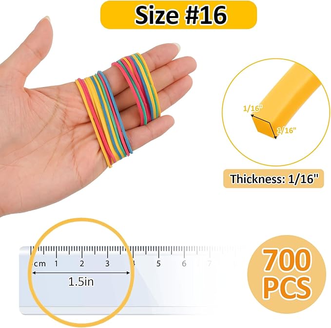 700 Pcs Rubber Bands, Size #16 Reusable Elastic Rubber Band - Image 2