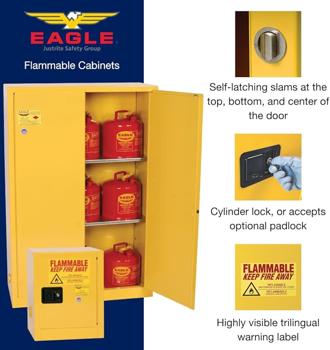 Eagle American Made 12 Gallon F﻿lammable Liquid Storage Cabinet, Manual-Close - Image 4
