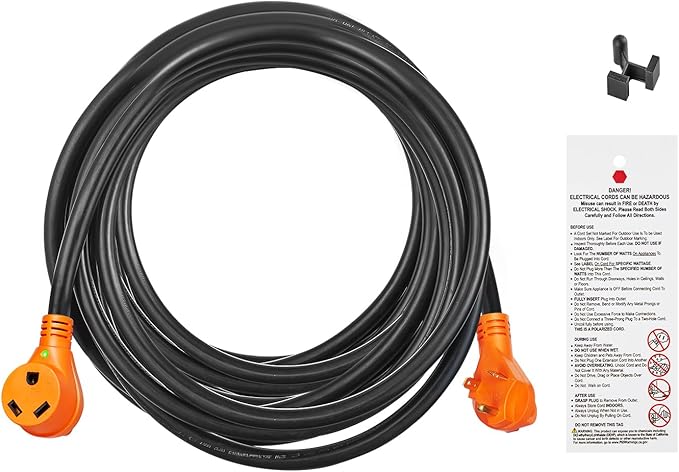 VEVOR 30 Amp RV Extension Cord, 25 ft, Heavy Duty STW 10/3 AWG RV Power Cord - Image 9