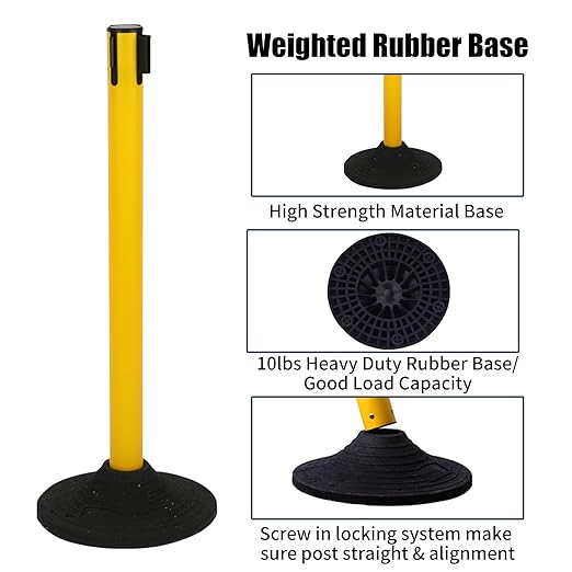 6PACK Crowd Control Stanchions Yellow Set BESEA Heavy Duty Crowd Control - Image 4