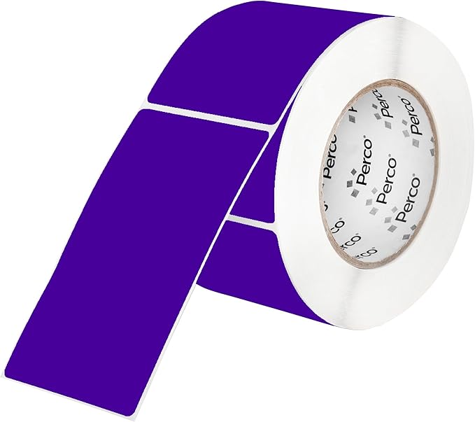 Perco Purple 3x5 Inch Perforated Sticker Labels — 150 Stickers/Roll — by Perco