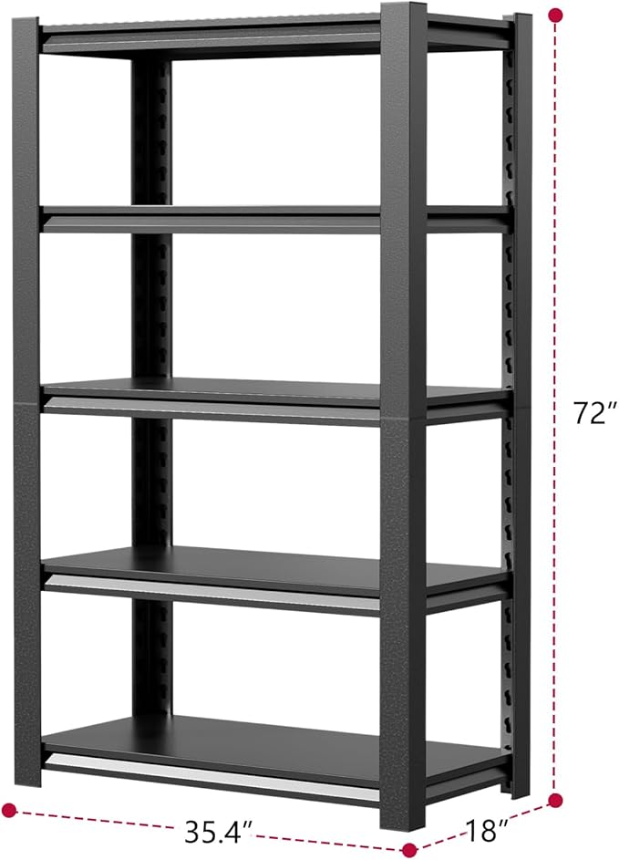 36" W Storage Shelves 2500LBS Garage Shelving Heavy Duty 5 Tier Adjustable - Image 3