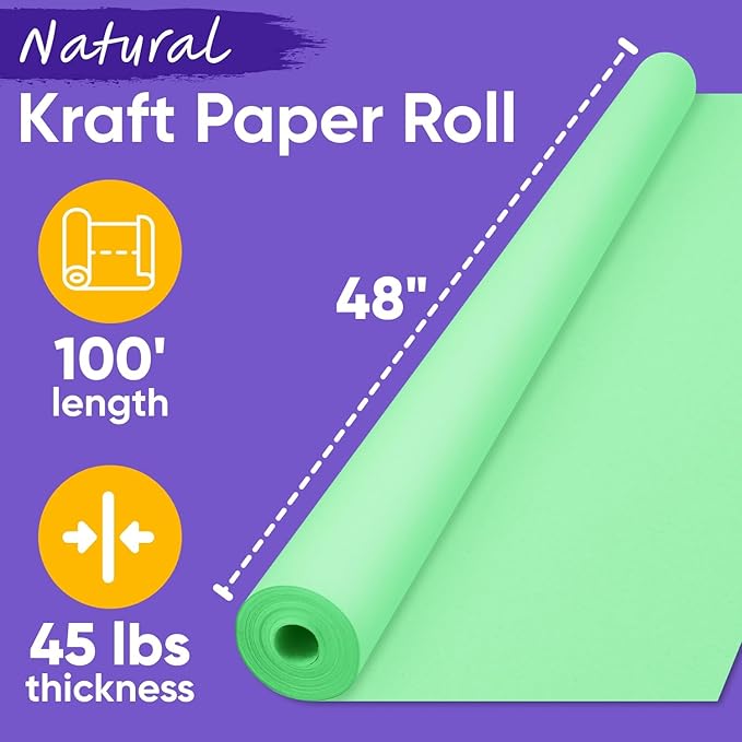 USA Made 48" x 1200" Light Green Paper Roll, 45 lbs Thickness, American Quality - Image 2