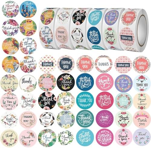 Thank You Stickers Rolls 3000 Pcs - 1 Inch Floral Designs Thank You Stickers Labels for Baking Packaging Envelope Seals Small Business Flower Stickers Tags for Wedding Birthday Party Gift Wrap Bag by Atiger