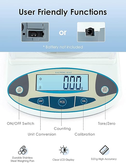 CGOLDENWALL Precision Lab Scale 3000g X 0.01g Digital Analytical Balance - Image 2