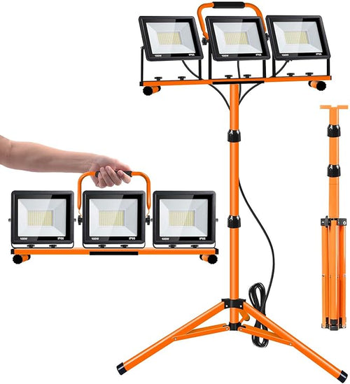 21000 Lumen Work Lights with Stand, 3 Adjustable Head LED Work Light, with by Yurnomy