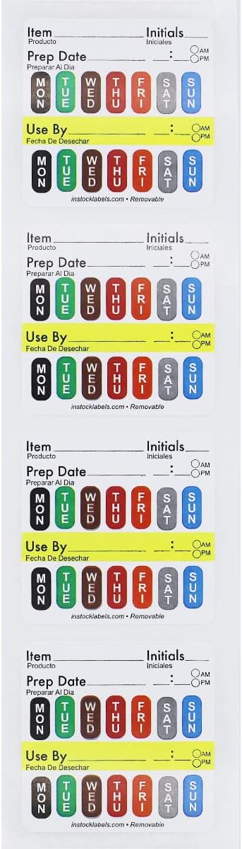 Removable Universal Labels for Food Rotation Use by Food Preparation Days of - Image 2