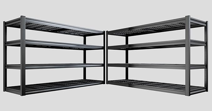 62" W Garage Shelving Heavy Duty, 4 Tier Garage Shelves, Commercial Metal Shelf by PMKES