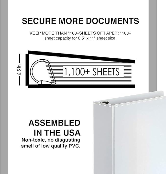 3 Ring Binders, 6 Inch D Ring Heavy Duty Large Binder - Image 2