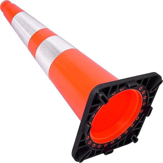 Fluorescent Orange/Green PVC Traffic Cones, Heavy Black Base Parking Lot Cone - Image 5