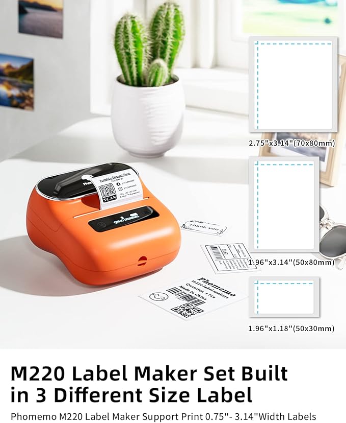 Phomemo M220 Label Maker, New Flagship Barcode Printer, 3.14 '' Bluetooth - Image 2