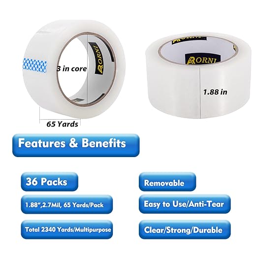 Clear Packing Tape Heavy Duty Refill Rolls Sealing Great - Image 2