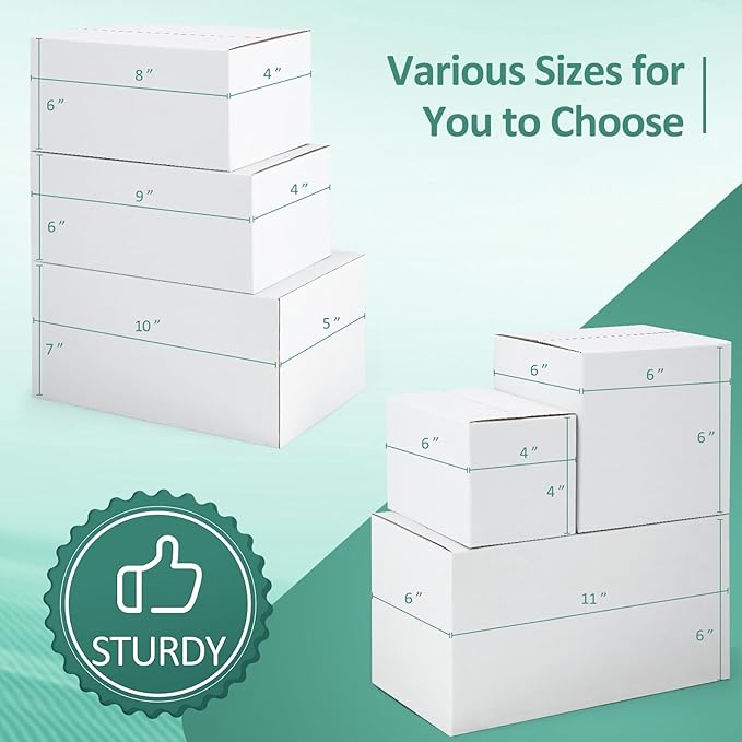 Eupako 8x6x6-Small-Shipping-Boxes-30-Pack-White-Corrugated-Box-Mailers - Image 8