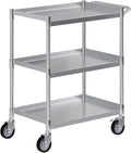 3 Shelf Stainless Steel Tubular Utility Cart | 15 in. Wide x 24 in. Long x 33 by AmGood